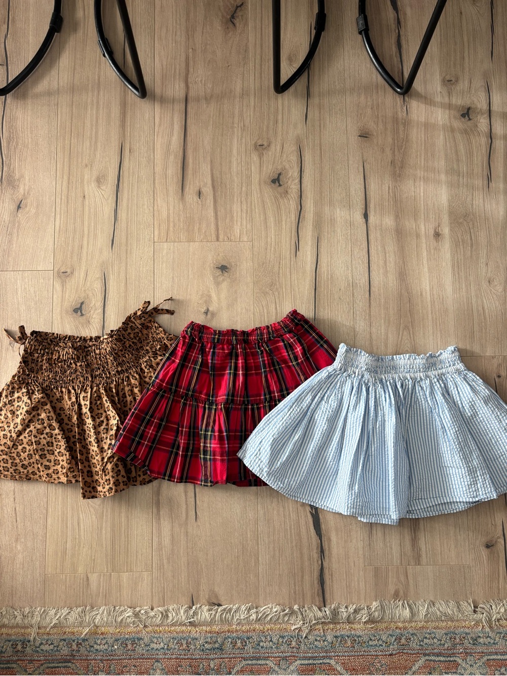 Crewcuts Girls Skirt Set - Leopard Brown, Red Plaid, Light Blue Stripe